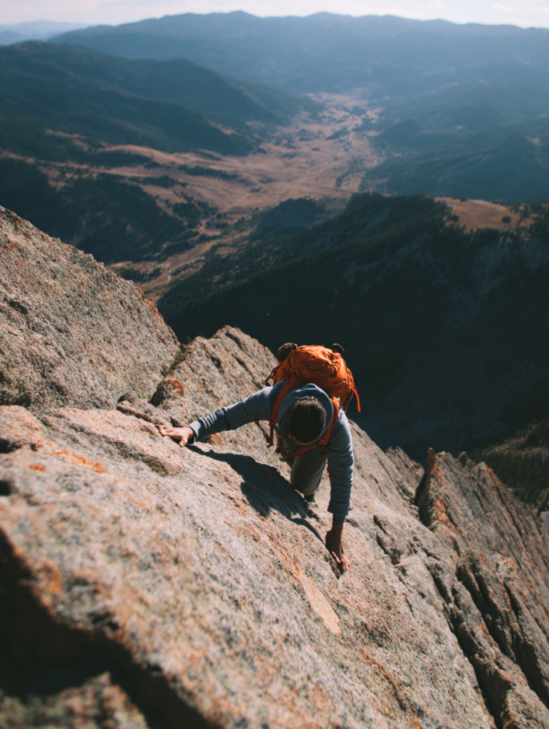 a person rock climbing
